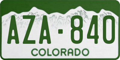 CO license plate AZA840