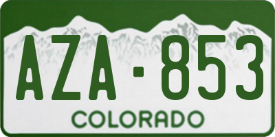 CO license plate AZA853