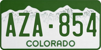 CO license plate AZA854