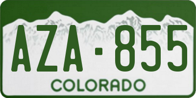 CO license plate AZA855