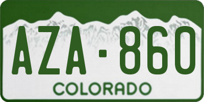 CO license plate AZA860