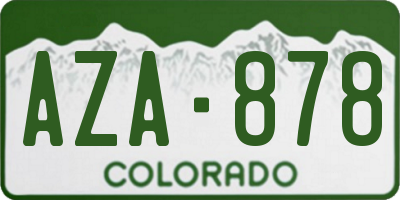 CO license plate AZA878