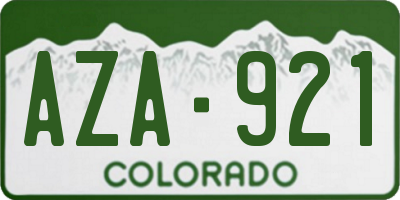 CO license plate AZA921