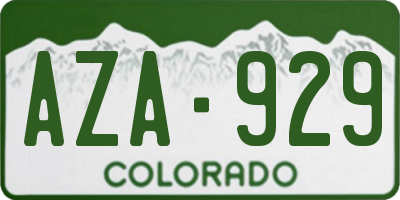 CO license plate AZA929