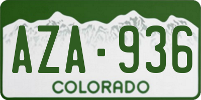 CO license plate AZA936