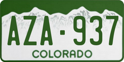 CO license plate AZA937