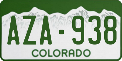 CO license plate AZA938