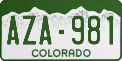 CO license plate AZA981