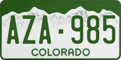 CO license plate AZA985