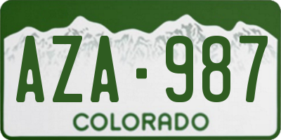 CO license plate AZA987