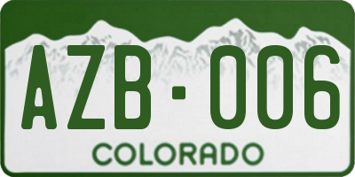 CO license plate AZB006