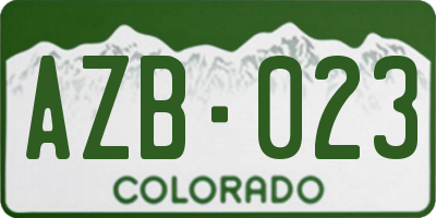 CO license plate AZB023