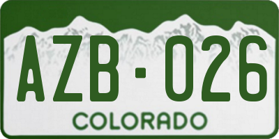 CO license plate AZB026