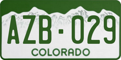 CO license plate AZB029