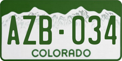 CO license plate AZB034