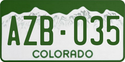 CO license plate AZB035