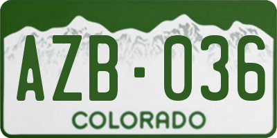 CO license plate AZB036