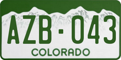 CO license plate AZB043