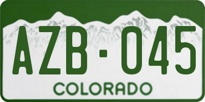 CO license plate AZB045