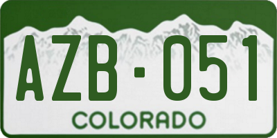 CO license plate AZB051