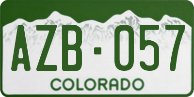 CO license plate AZB057