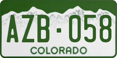 CO license plate AZB058