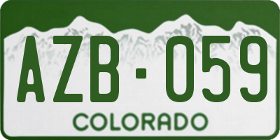 CO license plate AZB059