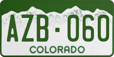 CO license plate AZB060