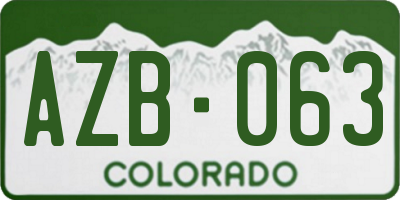 CO license plate AZB063