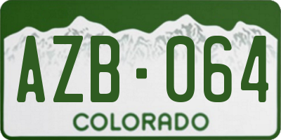 CO license plate AZB064