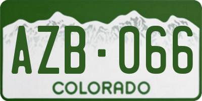 CO license plate AZB066