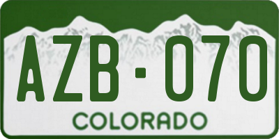 CO license plate AZB070