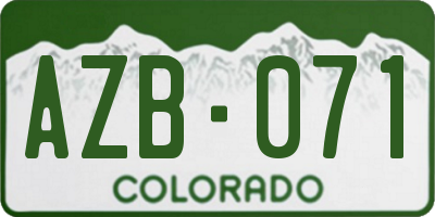 CO license plate AZB071
