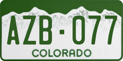 CO license plate AZB077