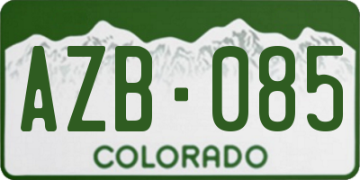 CO license plate AZB085