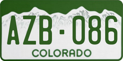 CO license plate AZB086