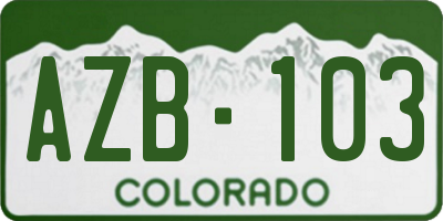 CO license plate AZB103