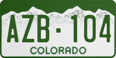 CO license plate AZB104