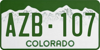 CO license plate AZB107