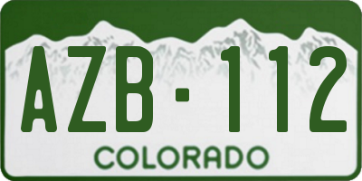 CO license plate AZB112