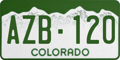 CO license plate AZB120