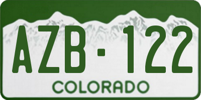 CO license plate AZB122