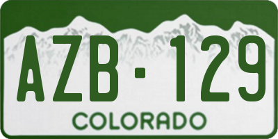 CO license plate AZB129