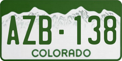CO license plate AZB138