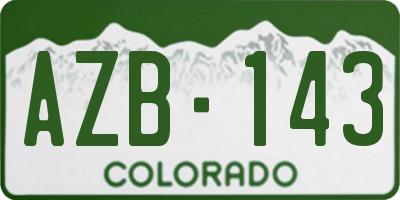 CO license plate AZB143