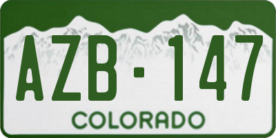 CO license plate AZB147