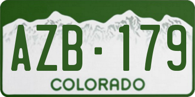 CO license plate AZB179