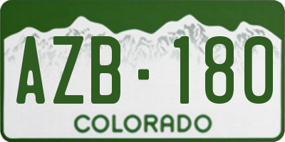 CO license plate AZB180