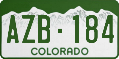 CO license plate AZB184