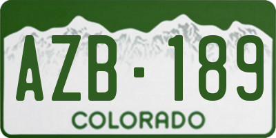 CO license plate AZB189